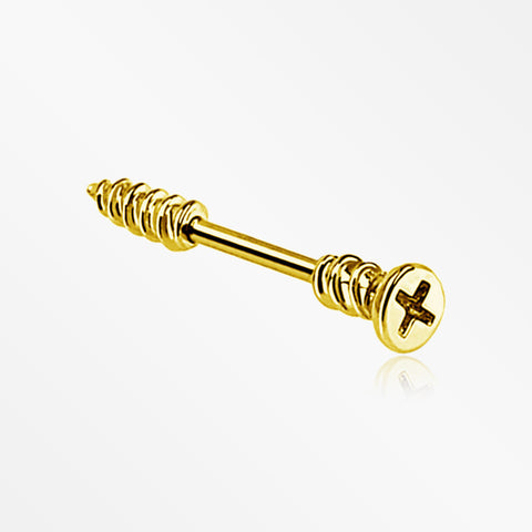 A Pair of Golden Nail Screw Bolt Steel Nipple Barbell