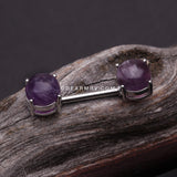 A Pair of Amethyst Stone Prong Nipple Barbell Ring