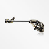 A Pair of Antique Brass Rose Vine Pistol Gun Nipple Barbell