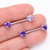 Detail View 2 of A Pair of Double Heart Gem Nipple Barbell Ring-Tanzanite