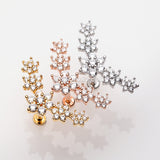 Golden Brilliant Sparkle Flower Journey Top Internally Threaded Steel Labret-Clear