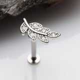 Dainty Leaflet Sparkle Interally Threaded Labret-Clear