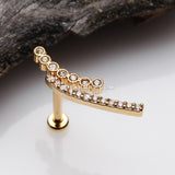 Golden Curvature Sparkle Lined Internally Threaded Labret-Clear