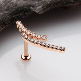 Rose Gold Curvature Sparkle Lined Internally Threaded Labret-Clear