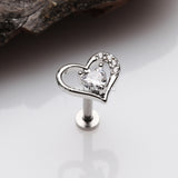 Journey Heart Solitaire Sparkle Internally Threaded Labret-Clear