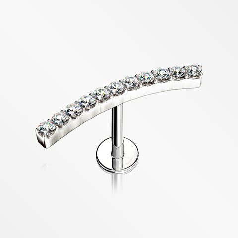 Brilliant Sparkle Gems Journey Top Internally Threaded Steel Labret-Clear