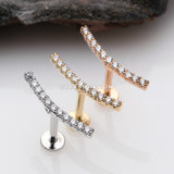 Golden Brilliant Sparkle Gems Journey Top Internally Threaded Steel Labret-Clear