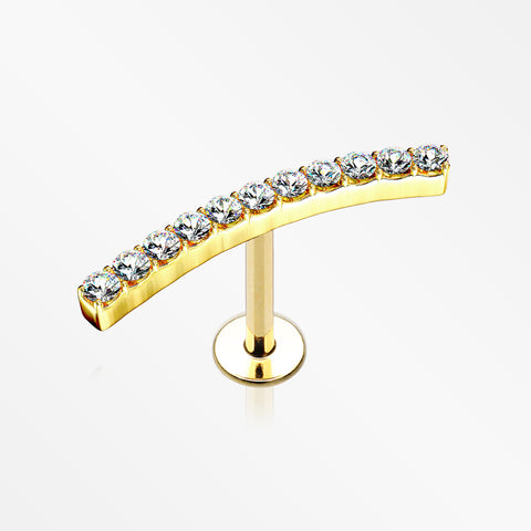 Golden Brilliant Sparkle Gems Journey Top Internally Threaded Steel Labret