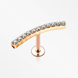 Rose Gold Brilliant Sparkle Gems Journey Top Internally Threaded Steel Labret