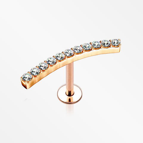 Rose Gold Brilliant Sparkle Gems Journey Top Internally Threaded Steel Labret