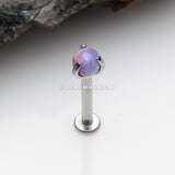 Fire Opal Claw Prong Set Sparkle Internally Threaded Labret-Purple Opal