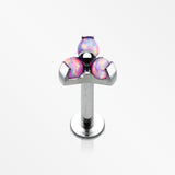 Trinity Fire Opal Sparkle Internally Threaded Steel Labret-Purple Opal