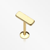 Golden Minimalist Rectangular Bar Top Internally Threaded Steel Labret