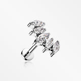 Marquise Sparkle Curve Top Internally Threaded Steel Flat Back Stud Labret-Clear Gem