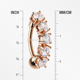 Detail View 1 of Rose Gold Classic Vertical Sparkles Reverse Belly Button Ring-Clear Gem
