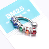 Detail View 4 of Classic Vertical Sparkles Reverse Belly Button Ring-Rainbow