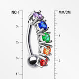 Detail View 1 of Classic Vertical Sparkles Reverse Belly Button Ring-Rainbow
