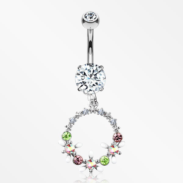 Sparkle Chic Flower Wreath Belly Button Ring