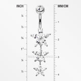 Grand Sparkle Triple Marquise Sparkle Belly Button Ring-Clear Gem