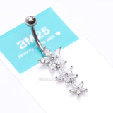 Grand Sparkle Triple Marquise Sparkle Belly Button Ring-Clear Gem