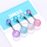 4 Pcs of Translucent Disco Acrylic Ball Belly Button Ring Package