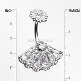 Majestic Fan Brilliant Sparkle Internally Threaded Belly Button Ring-Clear