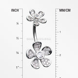 Wild Flower Sparkle Internally Threaded Belly Button Ring-Clear