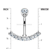 Curve Accent Sparkle Internally Threaded Belly Button Ring-Clear