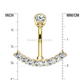 Golden Curve Accent Sparkle Internally Threaded Belly Button Ring-Clear