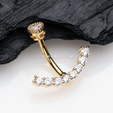 Golden Curve Accent Sparkle Internally Threaded Belly Button Ring-Clear