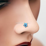 Fire Opal Spring Flower Sparkle Nose Stud Ring-Blue Opal