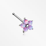 Fire Opal Spring Flower Sparkle Nose Stud Ring-Purple Opal