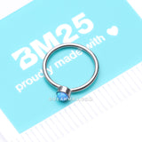 Fire Opal Sparkle Bezel Set Bendable Hoop Ring-Blue Opal