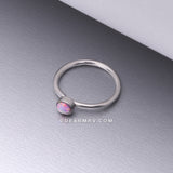 Fire Opal Sparkle Bezel Set Bendable Hoop Ring-Pink Opal