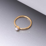 Golden Fire Opal Sparkle Bezel Set Bendable Hoop Ring-White Opal