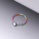 Colorline Fire Opal Sparkle Bezel Set Bendable Hoop Ring-White Opal