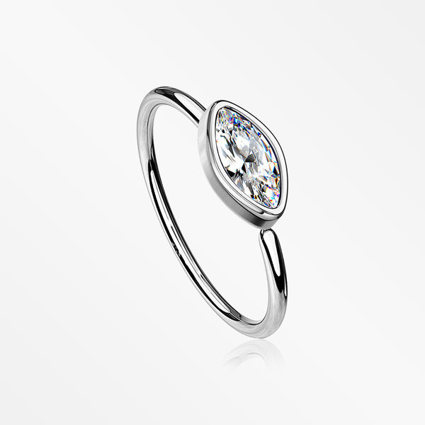 Brilliant Marquise Bezel Set Sparkle Bendable Hoop Ring-Clear