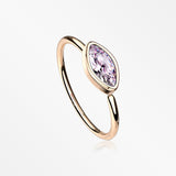 Rose Gold Brilliant Marquise Bezel Set Sparkle Bendable Hoop Ring-Pink