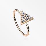 Rose Gold Triangle Multi-Gem Sparkle Bendable Hoop Ring-Clear