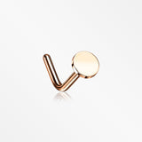 Rose Gold Circle Plate Top Basic Steel L-Shaped Nose Ring