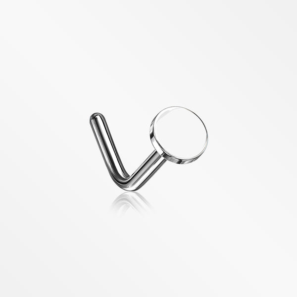 Circle Plate Top Basic Steel L-Shaped Nose Ring