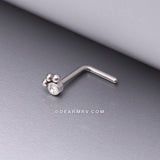 Bali Beads Sparkle Steel L-Shaped Nose Ring-Clear Gem