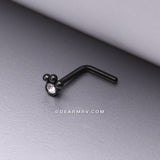 Blackline Bali Beads Sparkle Steel L-Shaped Nose Ring-Clear Gem