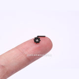 Blackline Bali Beads Flower Sparkle Steel L-Shaped Nose Ring-Clear Gem