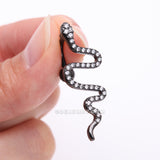 Detail View 3 of Blackline Snake Sparkle Top Down Reverse Belly Button Ring-Clear Gem