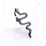 Detail View 2 of Blackline Snake Sparkle Top Down Reverse Belly Button Ring-Clear Gem