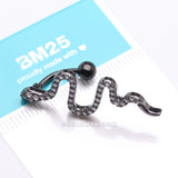 Detail View 4 of Blackline Snake Sparkle Top Down Reverse Belly Button Ring-Clear Gem