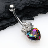 Detail View 2 of Crystal Heart Tiara Sparkle Belly Button Ring-Vitrail Medium