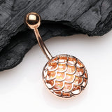 Rose Gold Mermaid Scale Opalescent Sparkle Encased Belly Button Ring