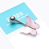 Iridescent Natural Shell Butterfly Belly Button Ring